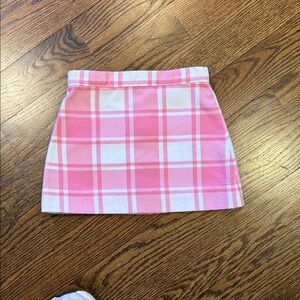 Beaufort Bonnet Girl's Wool Skirt in Pink and White Plaid 6T